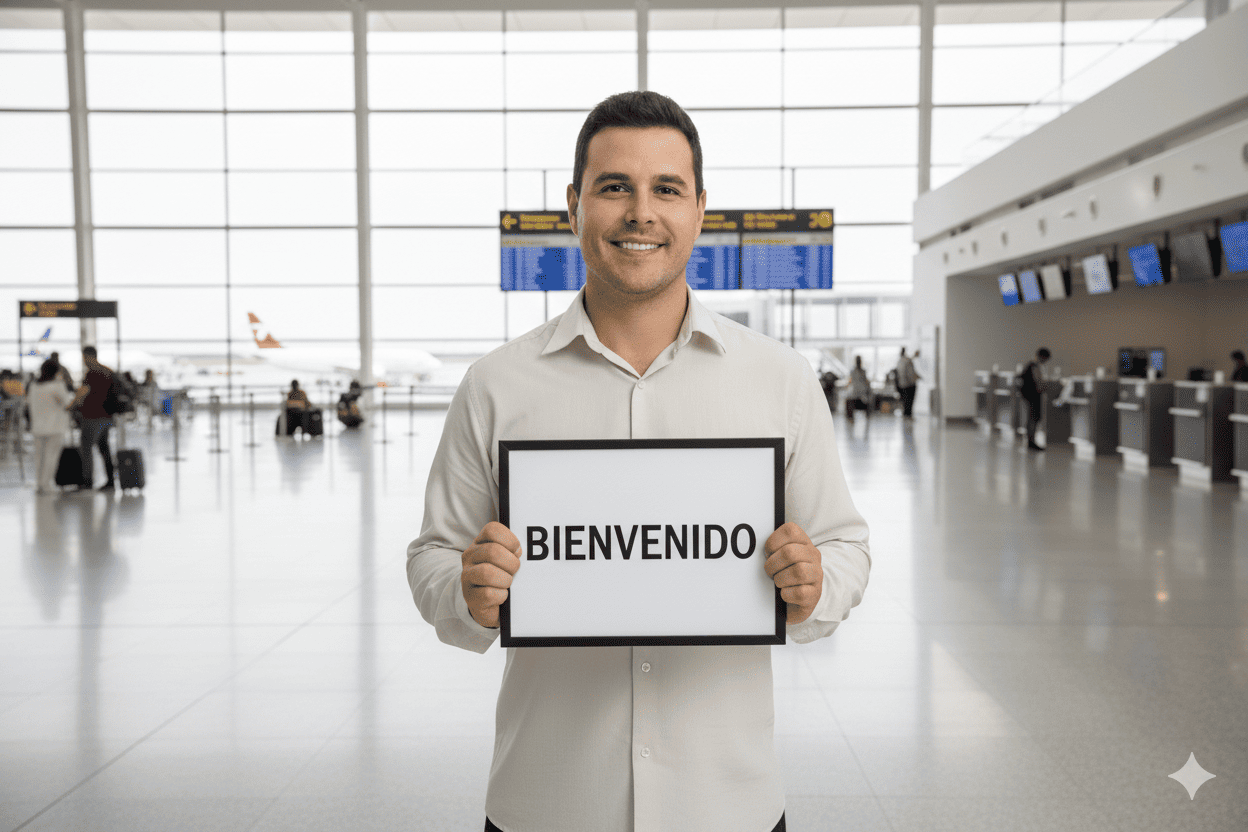 Conductor profesional esperando en el aeropuerto